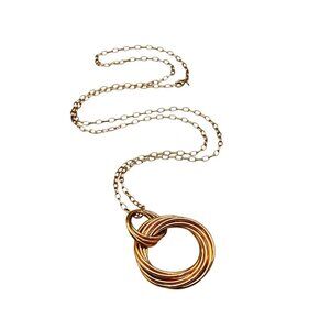 MILOR Bronze Rose Gold Plated Circles Pendant Necklace Made In Italy